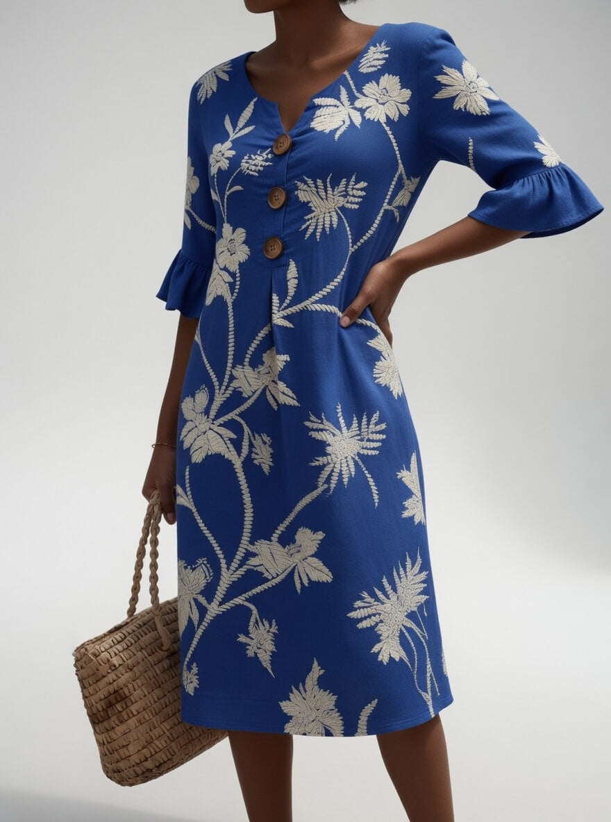 Lénora™ — Robe mi-longue florale liberté estivale