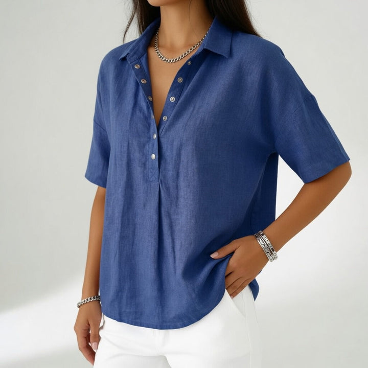 Tiphaine™ — Blouse col chemise décontractée douceur estivale