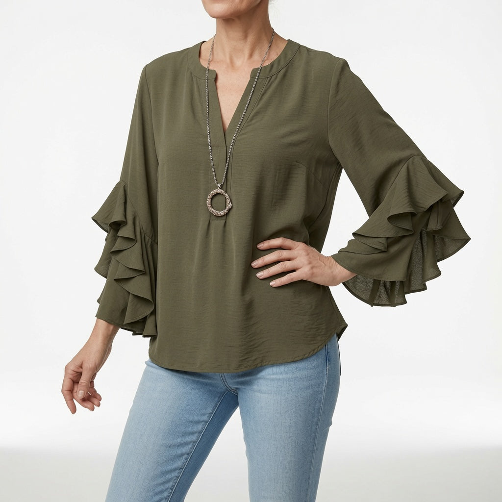Mélorisse™ — Blouse fluide manches volantées élégantes