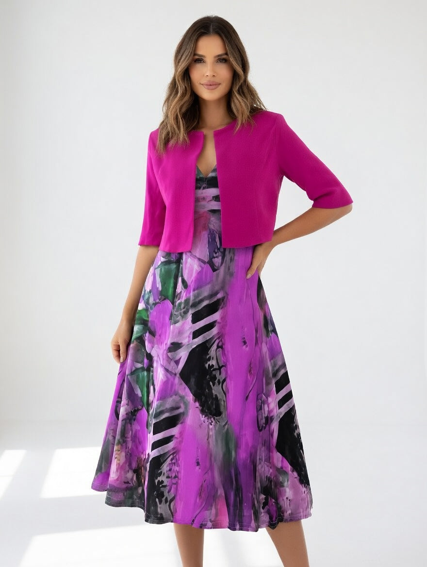 Maéliane™ — Robe midi imprimée élégante fluide