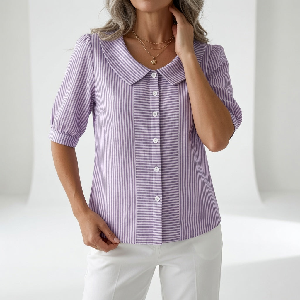 Zélie™ — Blouse à manches bouffantes rayée élégante