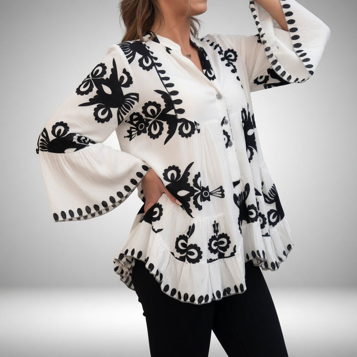 Théodeline™ – Blouse brodée bohème, féminité éclatante