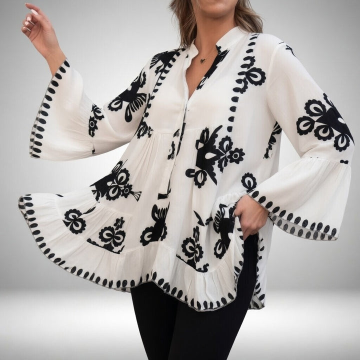 Théodeline™ – Blouse brodée bohème, féminité éclatante