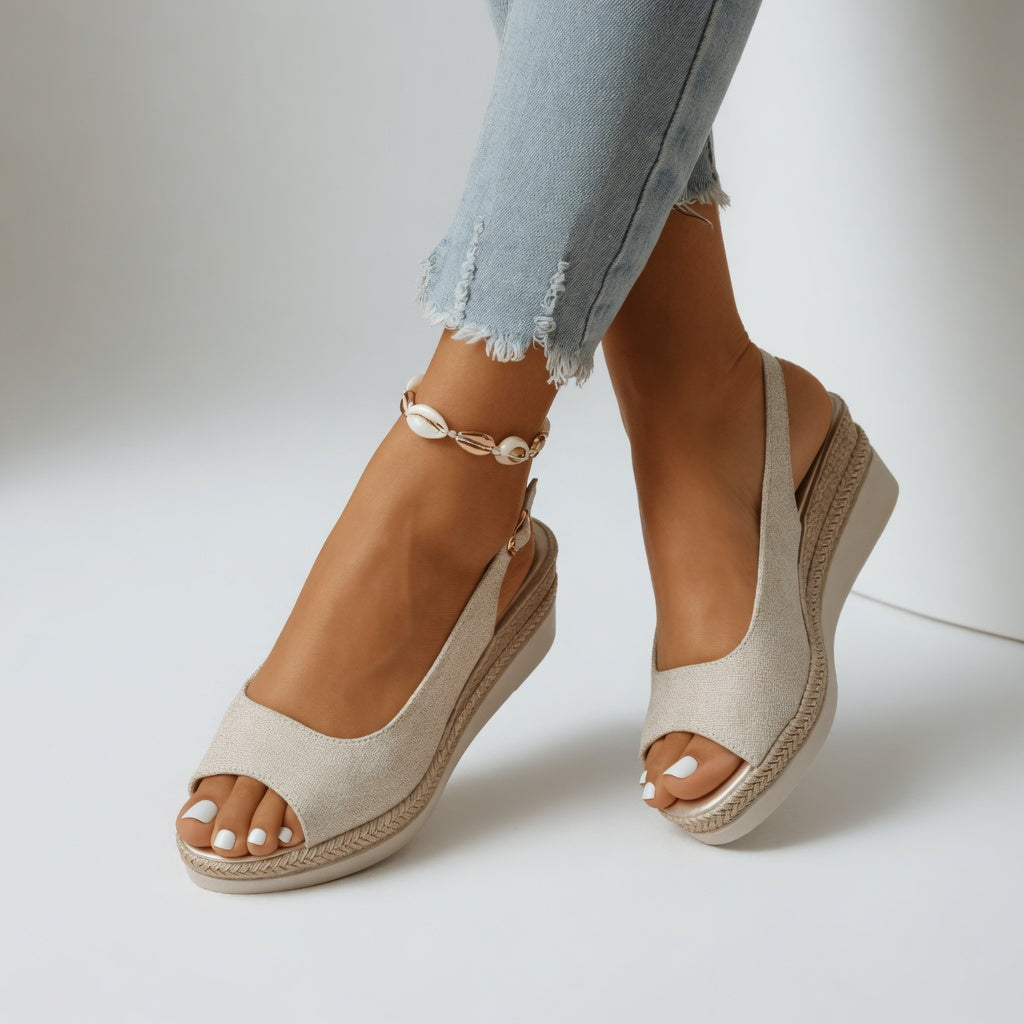 Cyrielle™ — Sandale compensée espadrille chic allure estivale
