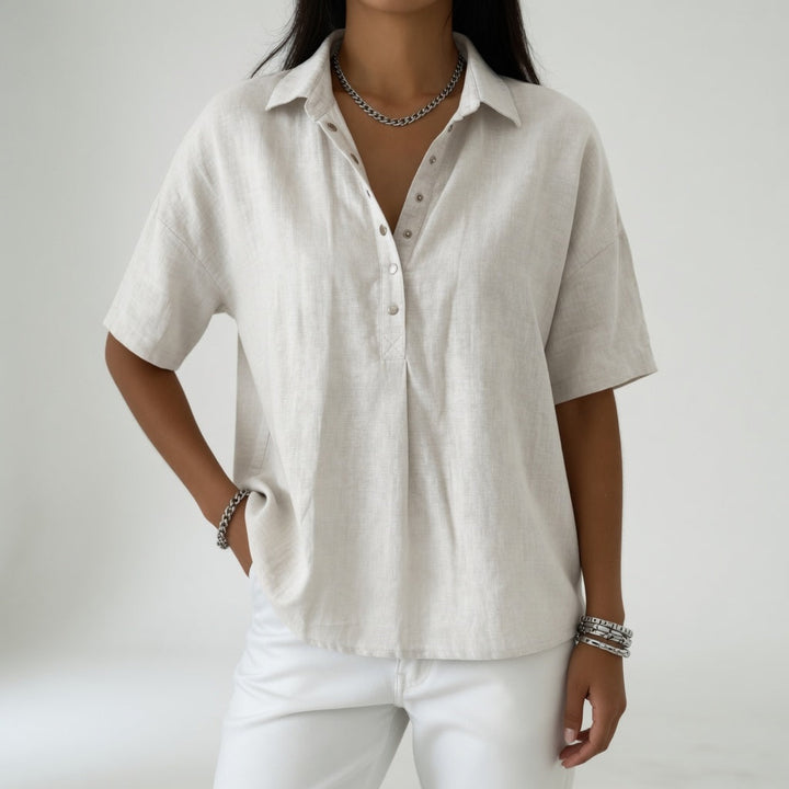 Tiphaine™ — Blouse col chemise décontractée douceur estivale