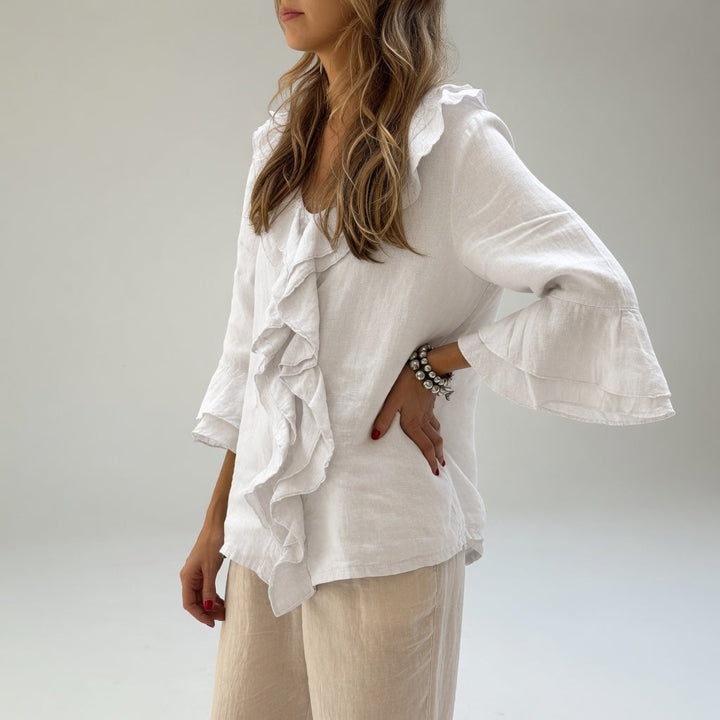 Apolline™ — Blouse fluide col volant élégant