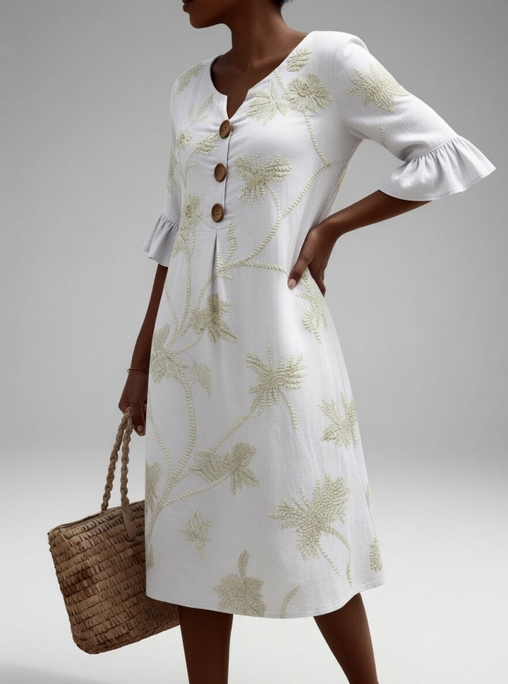 Lénora™ — Robe mi-longue florale liberté estivale