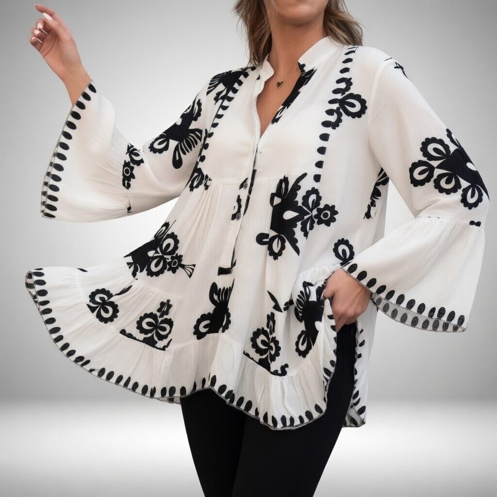 Théodeline™ – Blouse brodée bohème, féminité éclatante