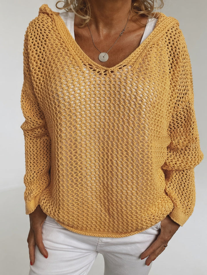 Évarielle™ — Pull maille ajourée col décontracté