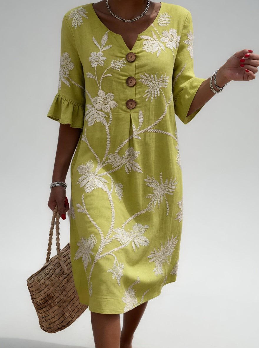 Lénora™ — Robe mi-longue florale liberté estivale