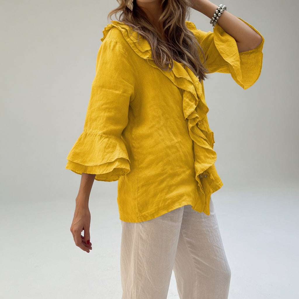 Apolline™ — Blouse fluide col volant élégant