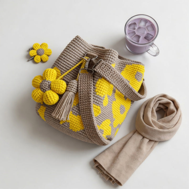 Zéphyrine™ — Sac crochet bohème pompon artisanal charme naturel