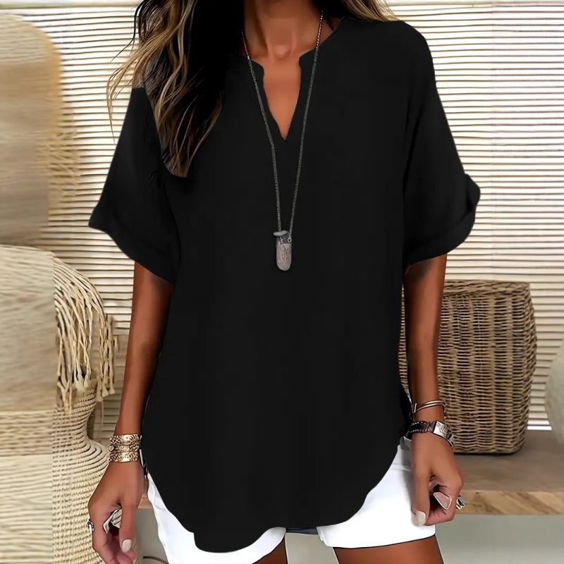 Émilie™ — Blouse fluide élégante au col ouvert