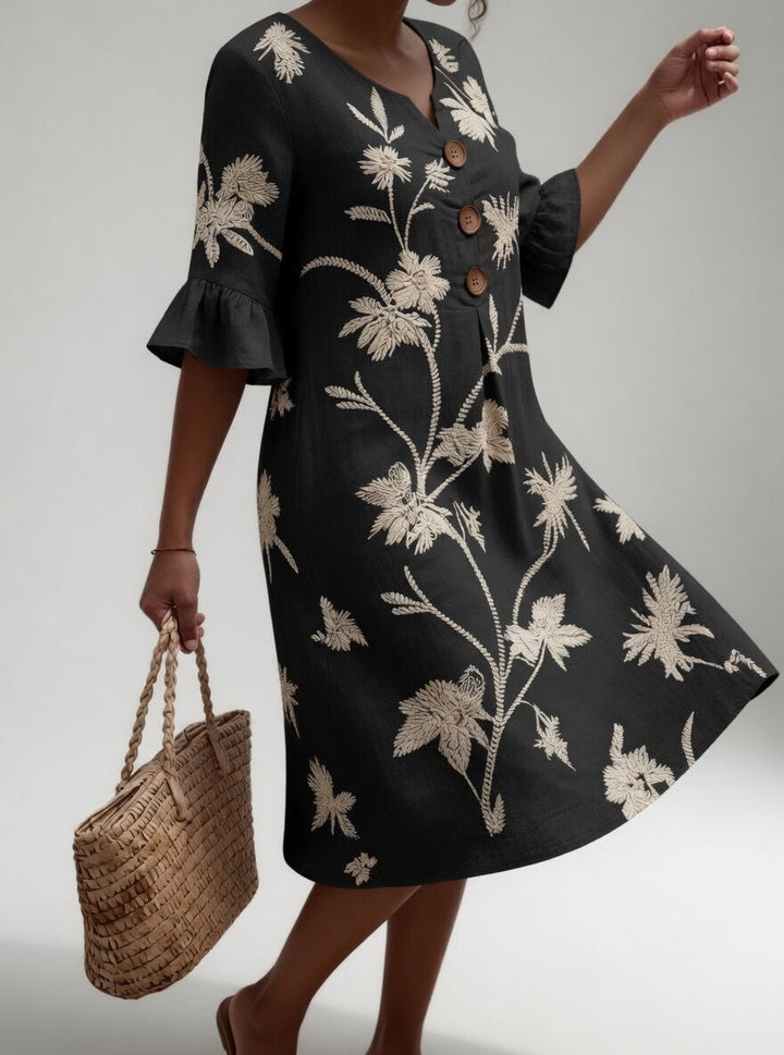 Lénora™ — Robe mi-longue florale liberté estivale