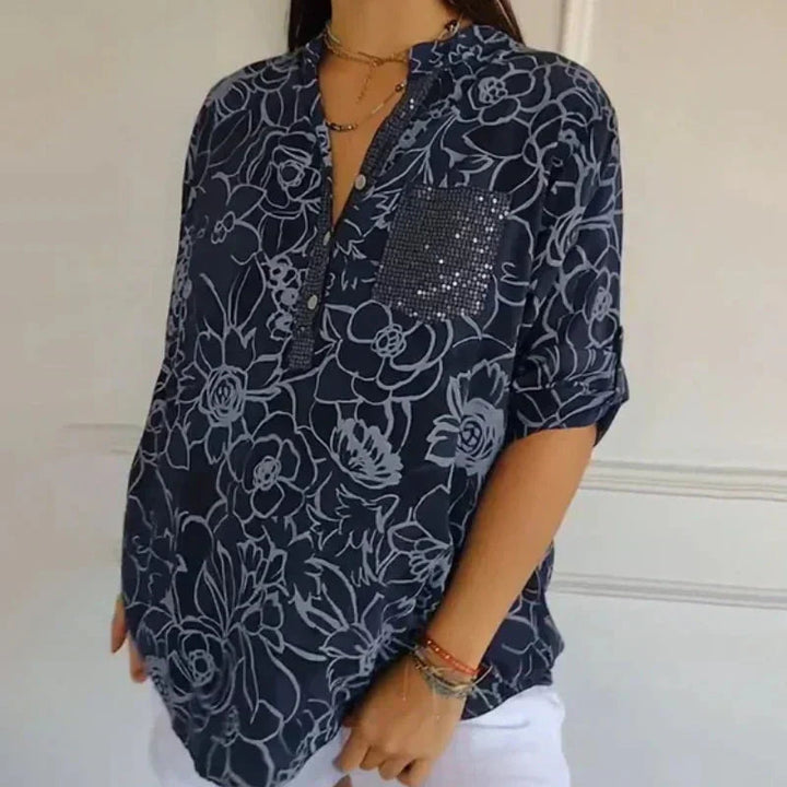 Coralie™ — Blouse élégante à imprimé raffiné