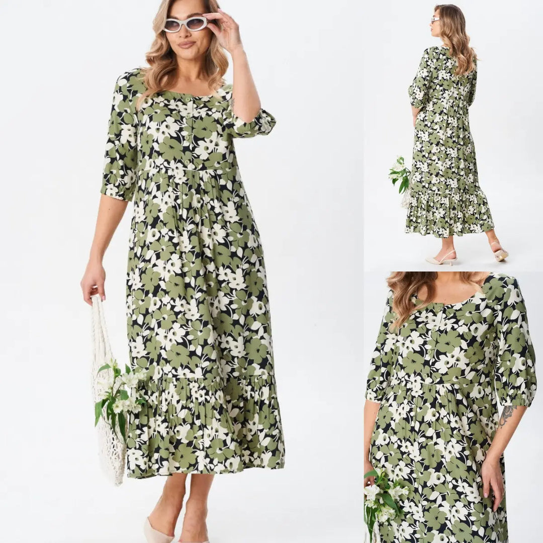 Florine™ — Robe midi florale élégante et féminine