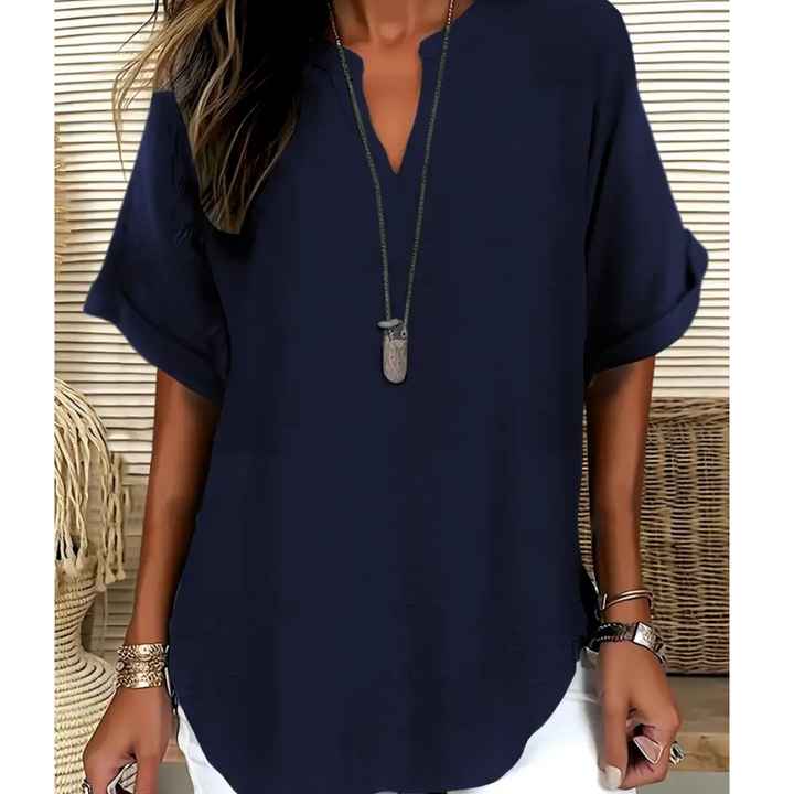 Émilie™ — Blouse fluide élégante au col ouvert