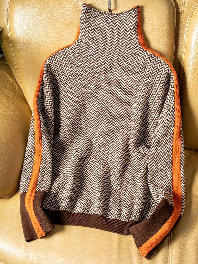 Clara™ | Pull à Col Roulé à Rayures Contrastées