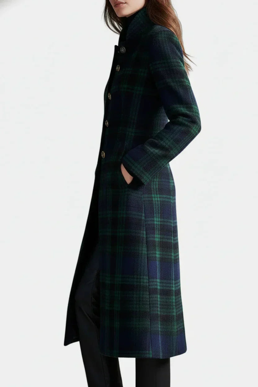 Madeleine™ — Manteau mi-long carreaux élégant