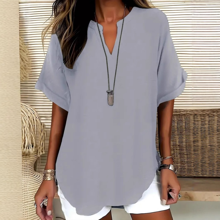 Émilie™ — Blouse fluide élégante au col ouvert