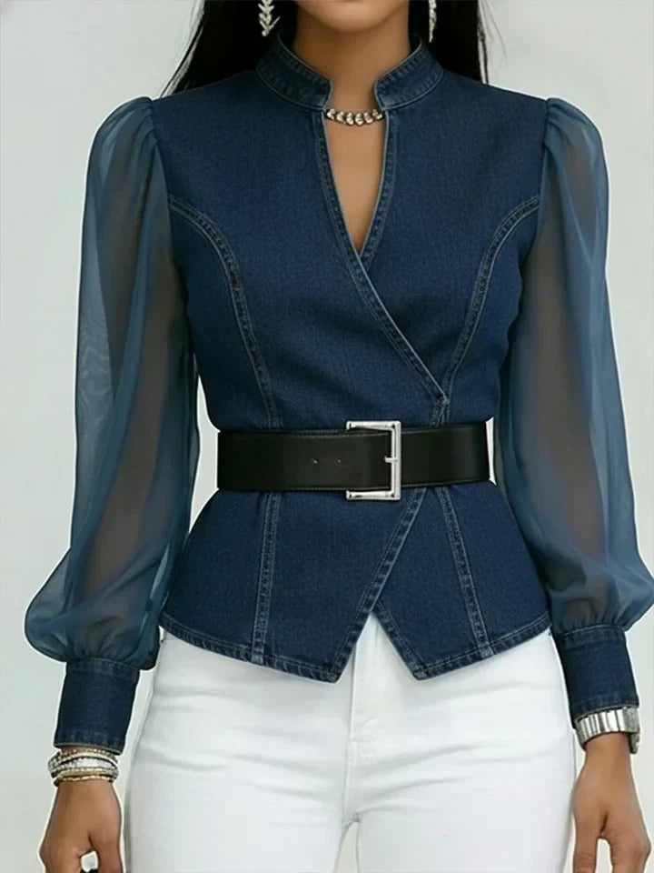 Séraphine™ — Blouse élégante cintrée avec ceinture raffinée
