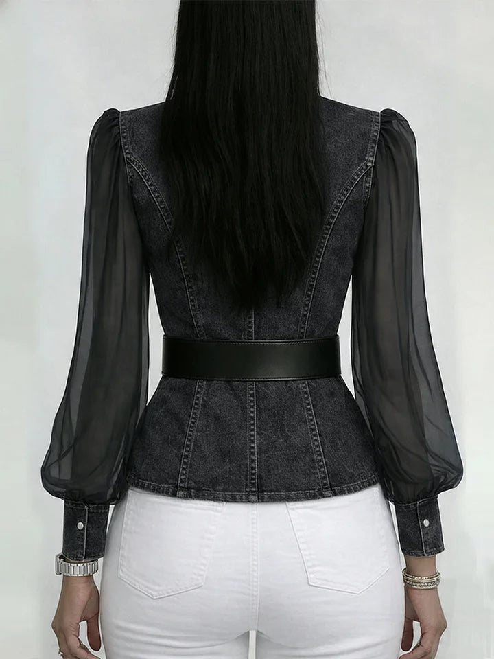 Séraphine™ — Blouse élégante cintrée avec ceinture raffinée