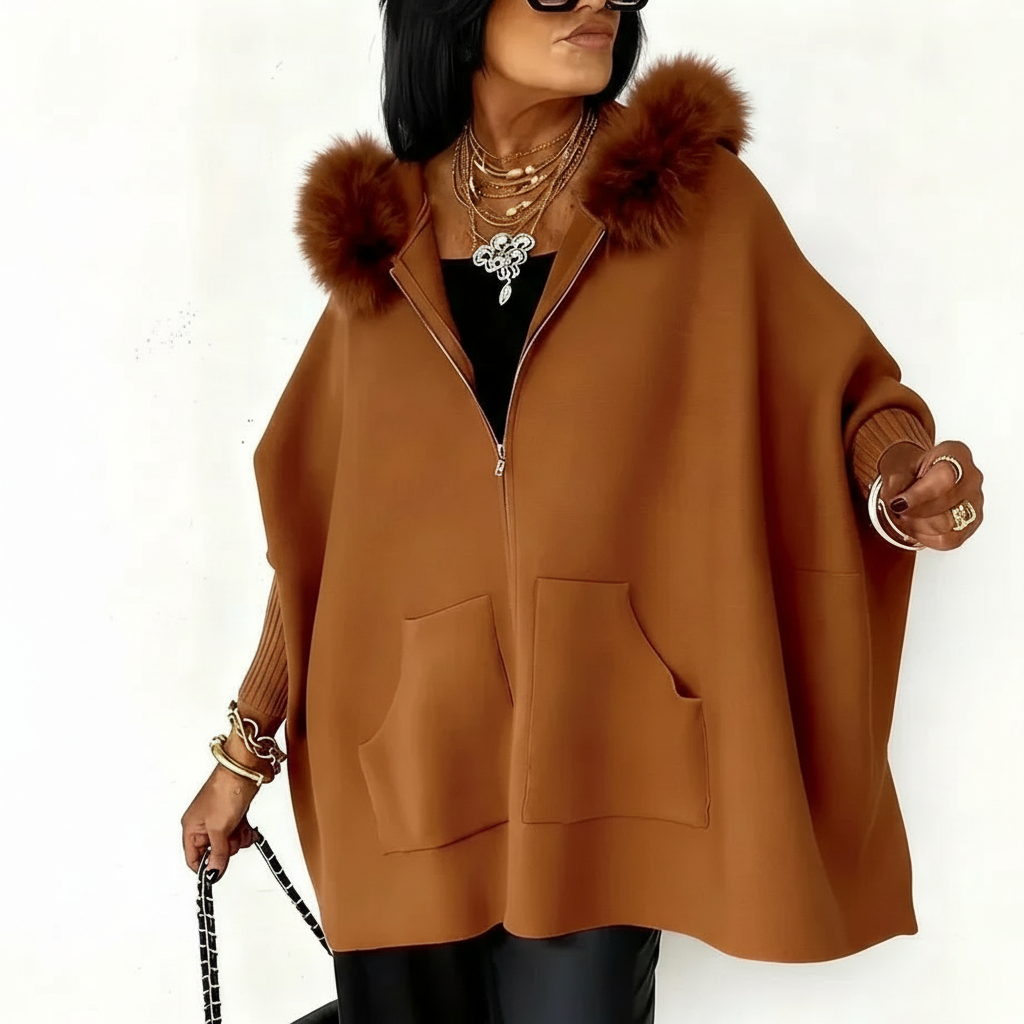 Isadora™ — Cape poncho rose élégance chaleureuse