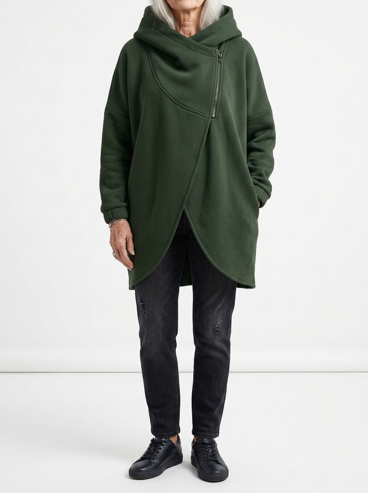 Doriane™ — Sweat zippé asymétrique douillet style urbain
