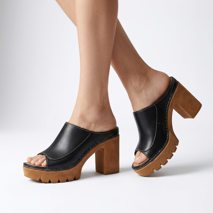 Cléophée™ — Mule talon bloc plateforme crantée allure urbaine