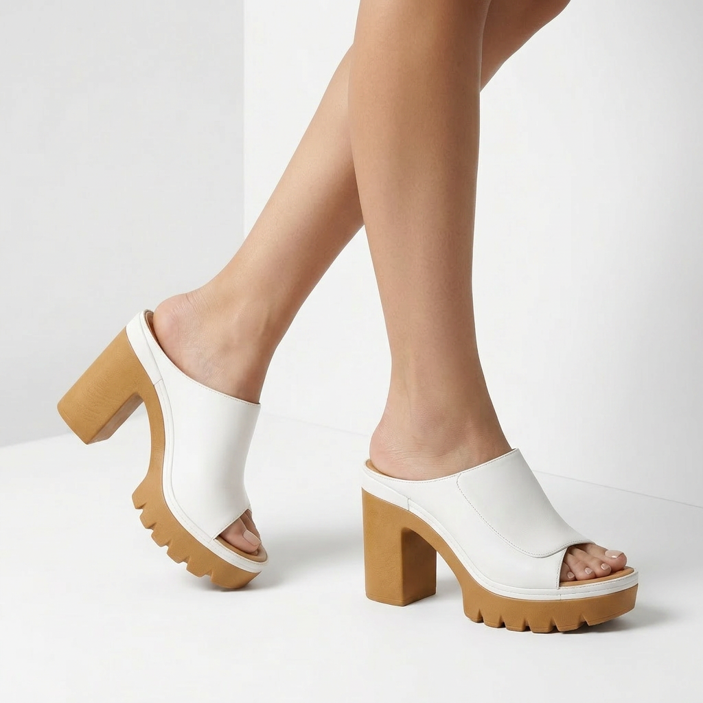 Cléophée™ — Mule talon bloc plateforme crantée allure urbaine