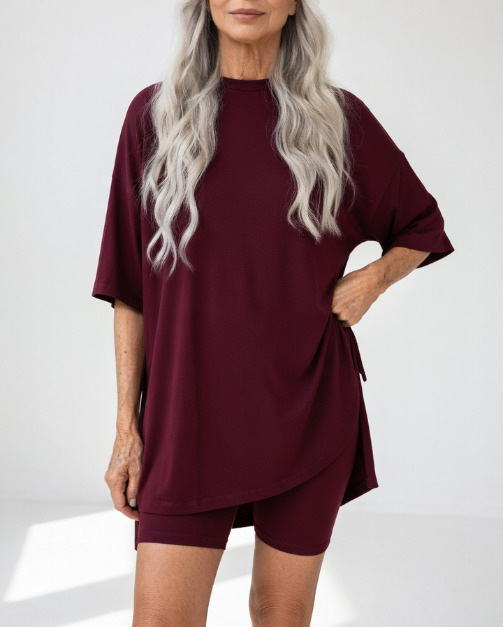 Louisette™ — Ensemble t-shirt oversize short confort décontracté