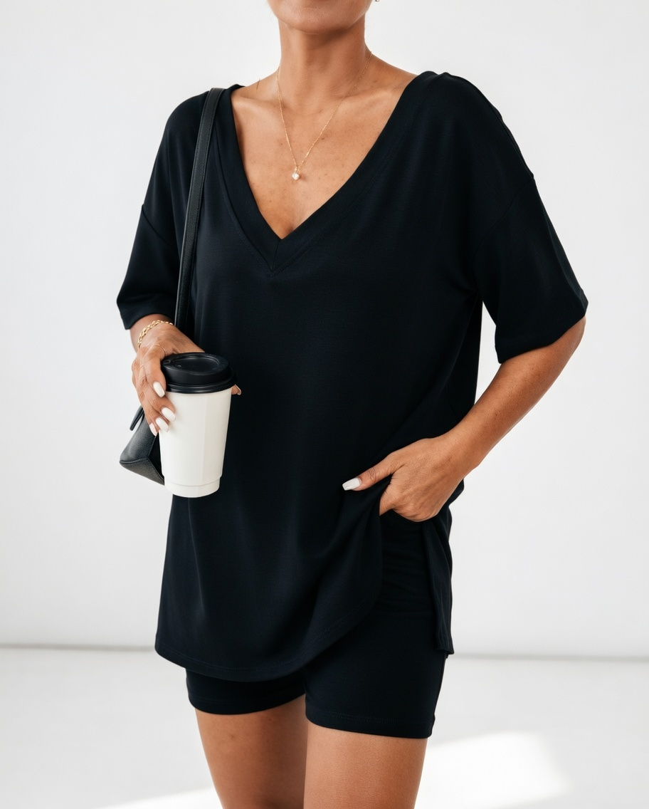 Louisette™ — Ensemble t-shirt oversize short confort décontracté