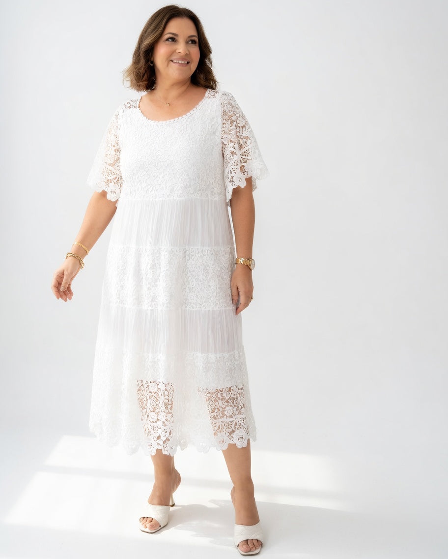 Clarisse™ — Robe midi élégante à dentelle délicate