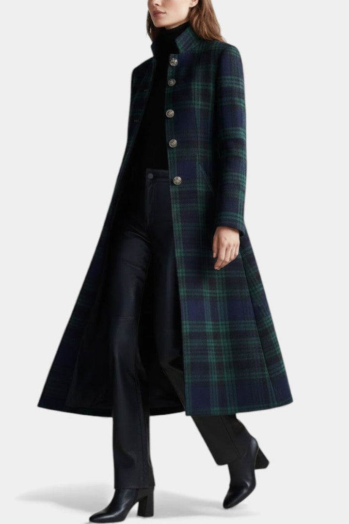 Madeleine™ — Manteau mi-long carreaux élégant