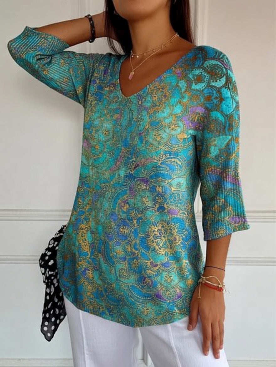 Bérangère™ - Blouse fluide élégante à imprimé raffiné