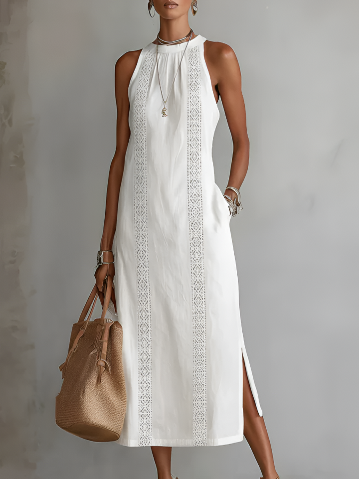 Bianca - Robe midi à col mao