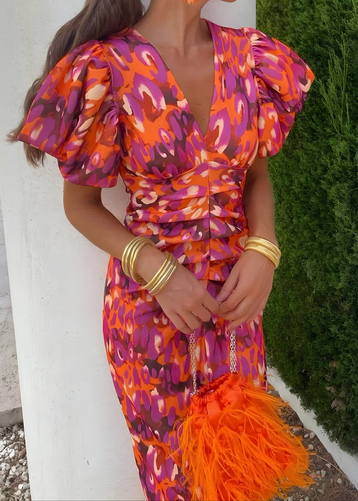 Tora - Robe à manches plissées
