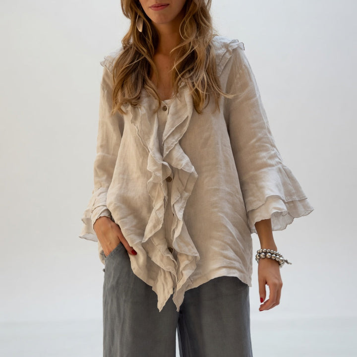 Apolline™ — Blouse fluide col volant élégant