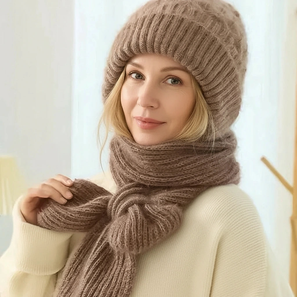 Marie-Claire™ | Ensemble bonnet & écharpe chaud et élégant