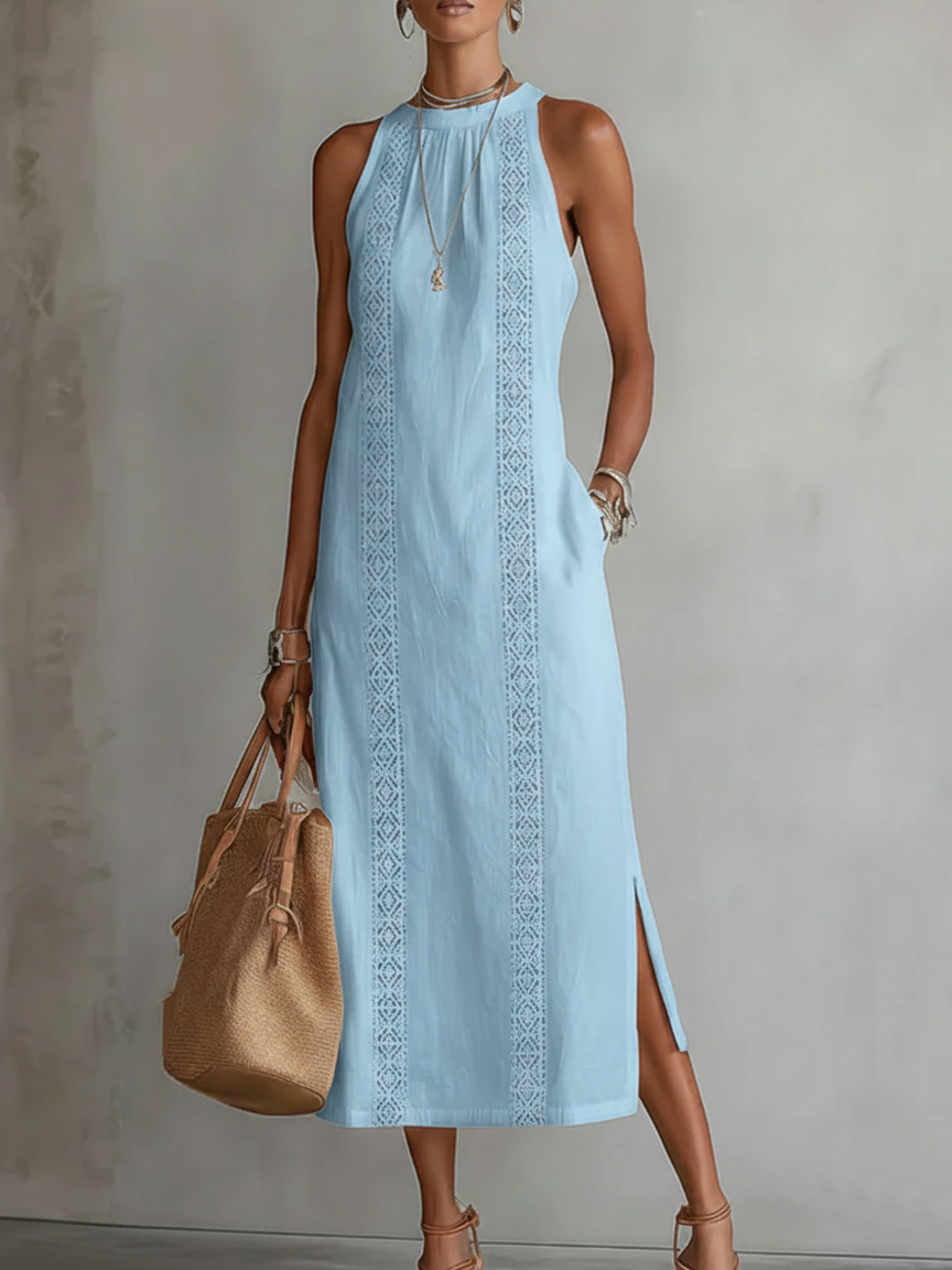 Bianca - Robe midi à col mao