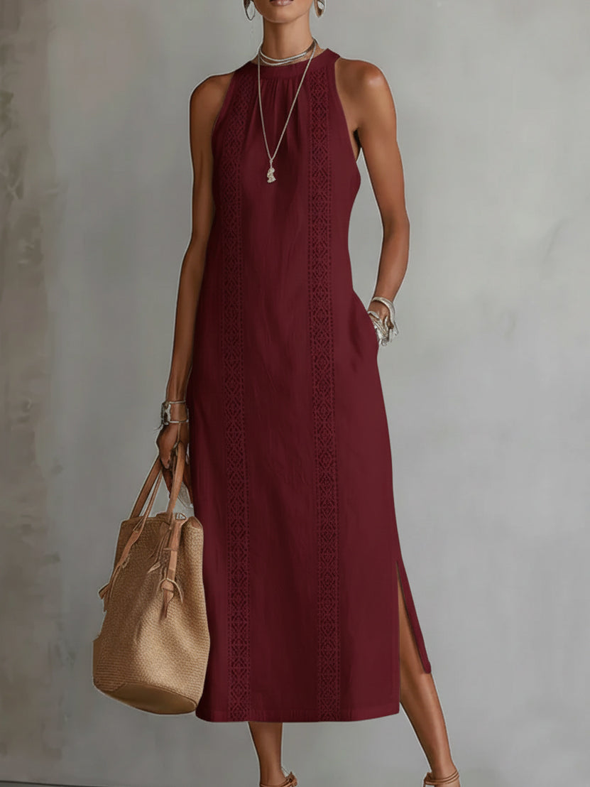 Bianca - Robe midi à col mao