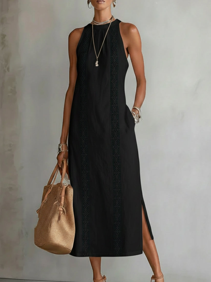Bianca - Robe midi à col mao